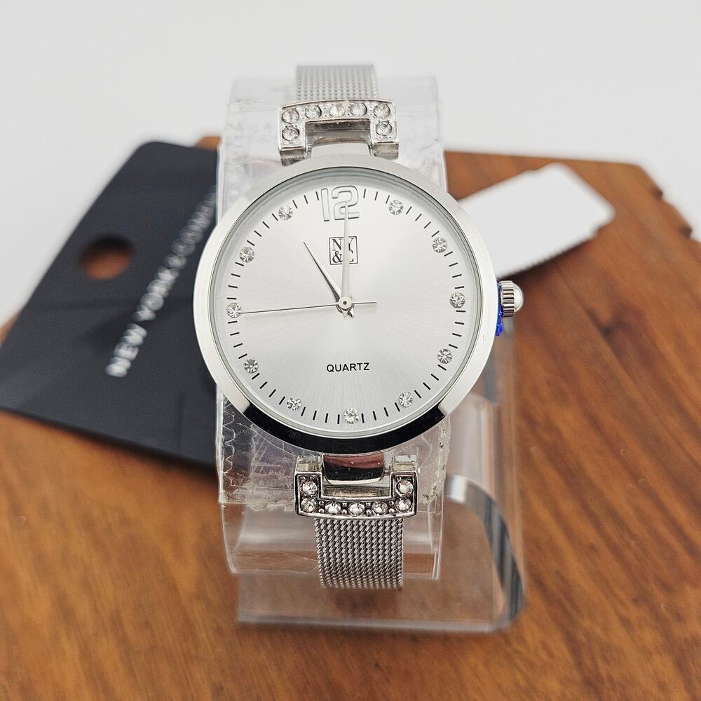 New York & Company Silver Tone Elegant Watch Feminine Modern Dainty Minimalist